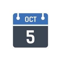 5 oktober datum van de maandkalender vector