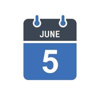 5 juni kalender datum icoon vector