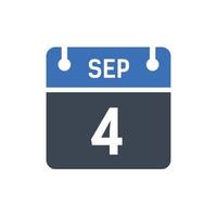 4 september kalenderpictogram, datumpictogram vector
