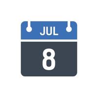 8 juli datum van de maandkalender vector