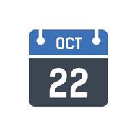 22 oktober datum van de maandkalender vector
