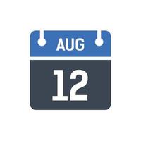 12 augustus kalender datum icoon vector