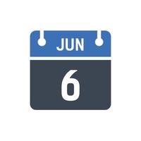 6 juni datum van de maandkalender vector