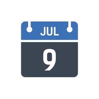 9 juli datum van de maandkalender vector