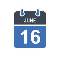 16 juni kalender datum icoon vector