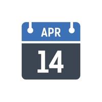 14 april kalender datum icoon vector