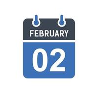 2 februari kalender datum icoon vector