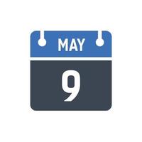 9 mei datum van de maandkalender vector