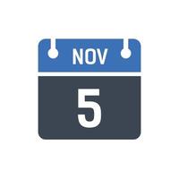 5 november datum van de maandkalender vector