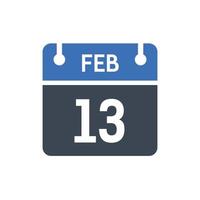 13 februari kalender datum icoon vector