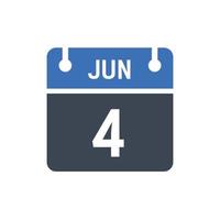 4 juni datum van de maand kalender vector