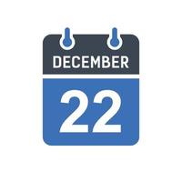 22 december kalender datum icoon vector