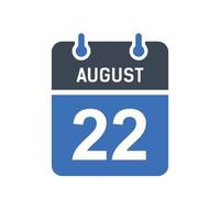 22 augustus kalender datum icoon vector