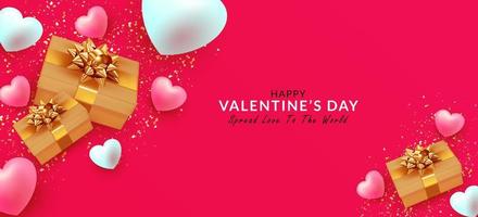 happy Valentijnsdag banner voor wenskaart, website, posters, advertenties, promotiemateriaal vector