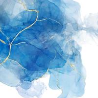 abstracte blauwe vloeibare aquarel achtergrond met gouden crackers. pastel marmeren inkt tekeneffect. turquoise geode met kintsugi. vector illustratie ontwerpsjabloon voor huwelijksuitnodiging