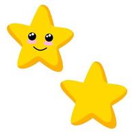 schattige ster. element van nacht en natuur. geel voorwerp. cartoon afbeelding. kinderen tekenen. ruimtester met leuk gezicht vector