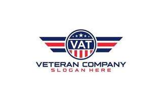 veteranen patriot vlag embleem vleugels logo ontwerp vector