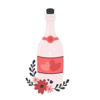 fles met champagne. Valentijnsdag, liefde, romantisch vector