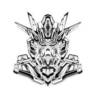 costum gundam hoofd t-shirt illustratie. mecha hoofd logo. tatoeages met de hand getekend vector