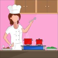 illustratie vector ontwerp van achtergrond van sexy chef-kok meisje kookt