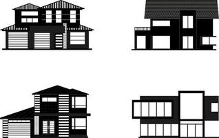 silhouet moderne huis set vector