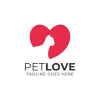huisdier liefde logo ontwerp met kat liefde minnaar hart vector pictogram illustratie