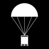 parachute met vracht pictogram witte kleur vector illustratie afbeelding vlakke stijl