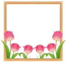 Kadersjabloon met roze tulp bloemen vector