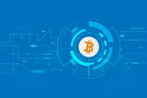 Abstracte bitcoin crypto munt blockchain technologie Achtergrondillustratie vector