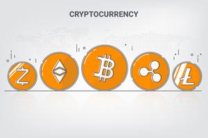 Digitale geld cryptocurrency blockchain netwerktechnologie Achtergrond. vector illustratie.
