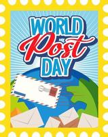 world post day banner met brievenbus en envelop vector