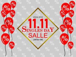 11 november singles day sale vector afbeelding met premium realistische ballonnen