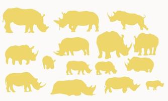 neushoorn silhouet neushoorn symboolset, gele neushoorn, vectorillustratie. eps 10 vector