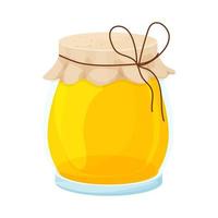honing in glazen pot in cartoon stijl geïsoleerd op een witte achtergrond. biologisch natuurproduct, bijenteelt, bijenteelt. clipart, ontwerpelement. vector illustratie