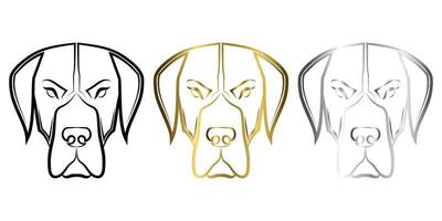 drie kleuren zwart goud en zilver lijntekeningen van deense dog hond hoofd goed gebruik voor symbool mascotte pictogram avatar tattoo t-shirt ontwerp logo of elk ontwerp vector