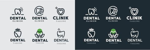 verzameling van verschillende soorten tandheelkundige logo's voor merken en bedrijven vector