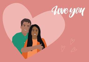 jonge Afro-Amerikaanse echtpaar wordt verliefd. vector