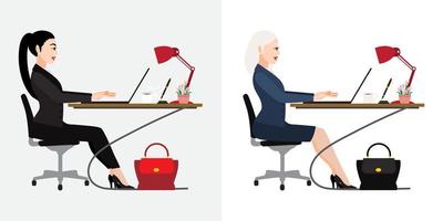 stripfiguur met mensen uit het bedrijfsleven bureau op witte achtergrond, vectorillustratie vector