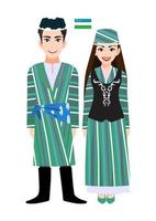 paar stripfiguren in traditionele klederdracht van Oezbekistan Vectorbeelden vector