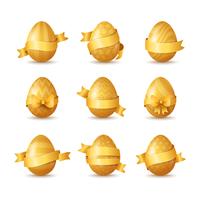 set van gouden eieren met linten vector