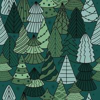 kerst naadloos patroon voor wenskaarten, inpakpapier. doodle kerstbomen. vector