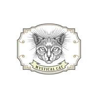 mystieke kat vintage logo vector