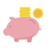 spaarvarken met veel munten. spaarpot in varkensvorm. concept van geld besparen vector