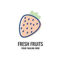 verse aardbei eenvoudig logo sjabloon. vers fruit vector pictogram ontwerp.