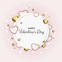 Valentijnsdag vakantie cadeaubon. rood en roze 3d hart. romantische achtergrond vector