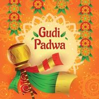 gudi padwa achtergrondsjabloon vector