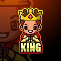 koning mascotte esport logo ontwerp vector