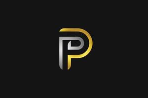 moderne letter p of dp elegant logo-ontwerp met gouden gecombineerde zilveren kleur, vectorafbeelding vector