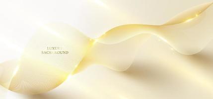 abstracte 3d elegante gouden golflijnen en licht vonken op schone achtergrond luxe stijl vector