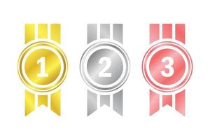 glanzende medaille sieraad ontwerpsjabloon set collectie, kleurrijk, rangschikking van de winnaars, vectorafbeelding vector